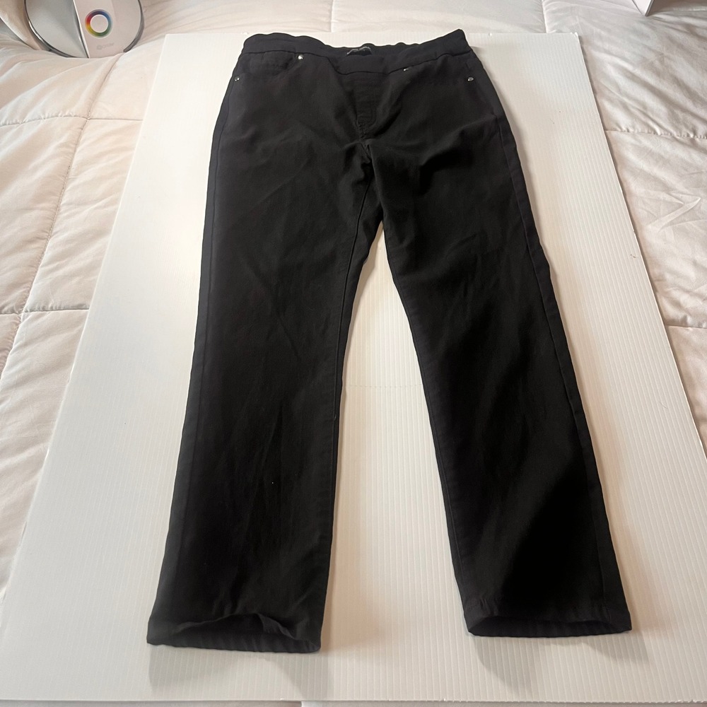 Mario Serrani Italy Womens Black Pull On Straight Leg Stretch Pants Size Small